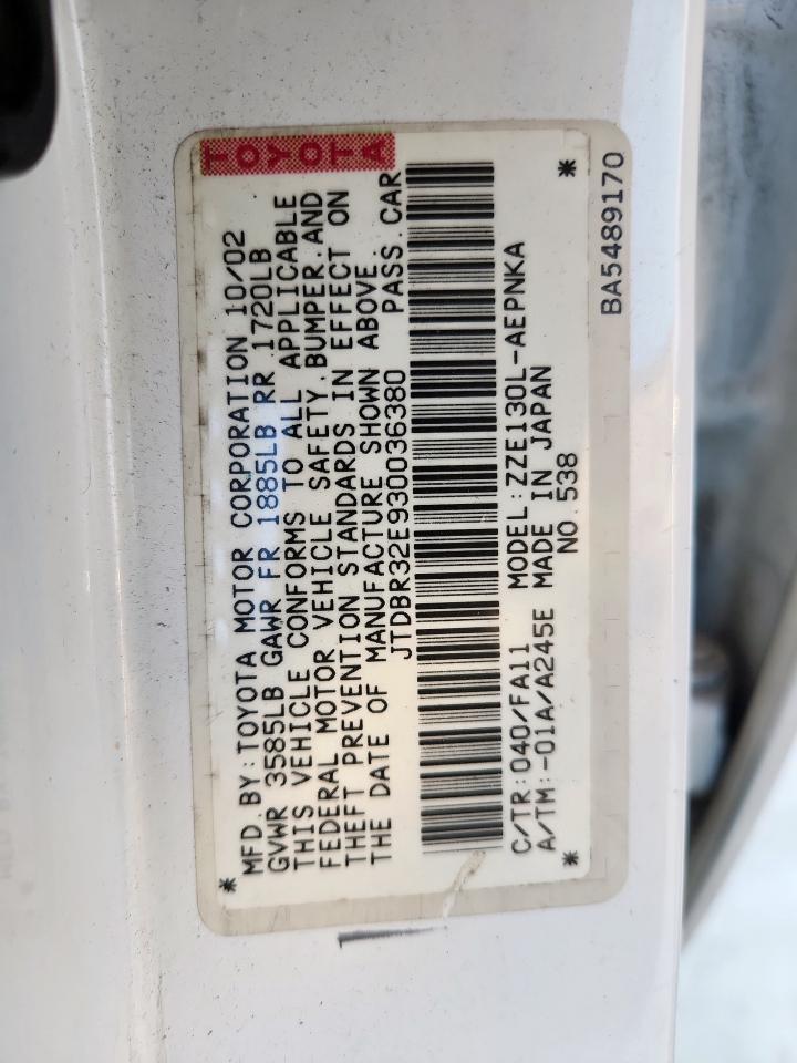 2003 TOYOTA COROLLA