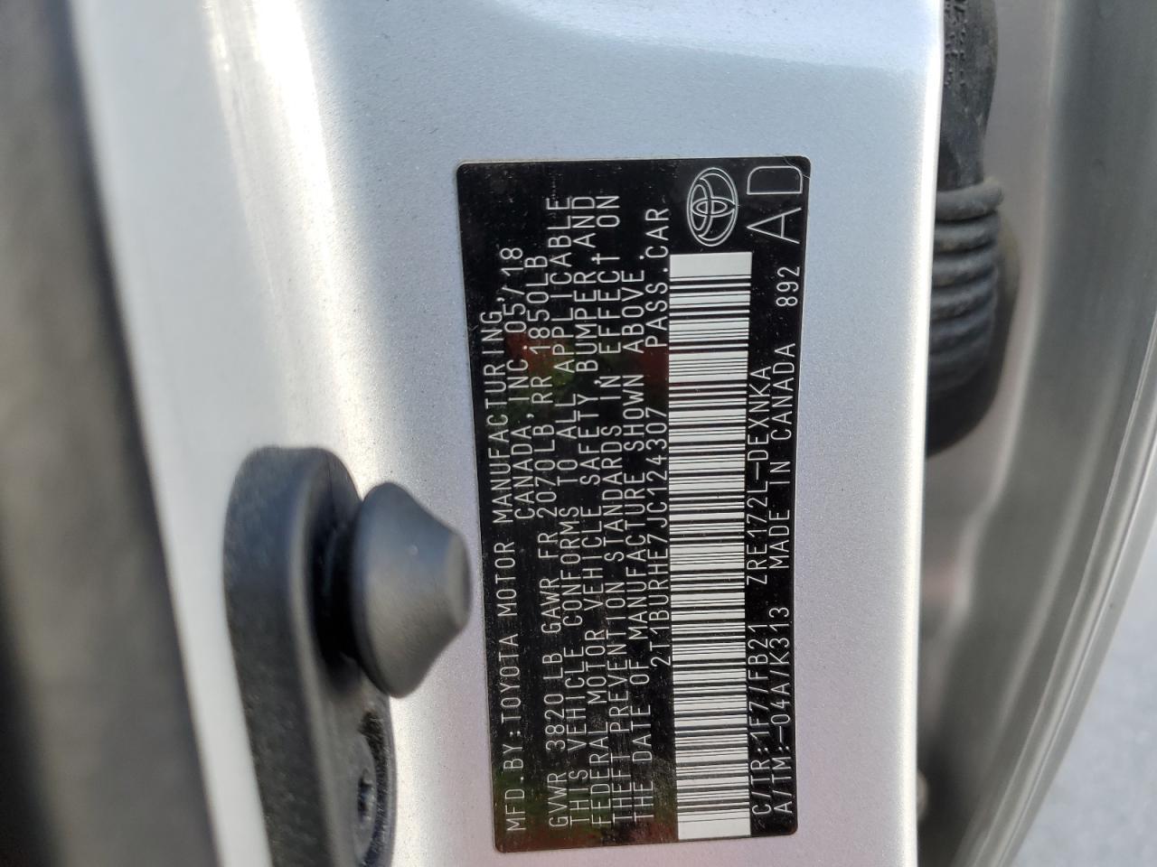 2018 TOYOTA COROLLA