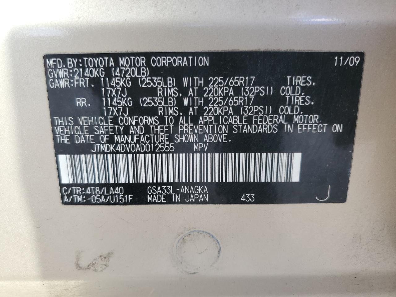 2010 TOYOTA RAV4
