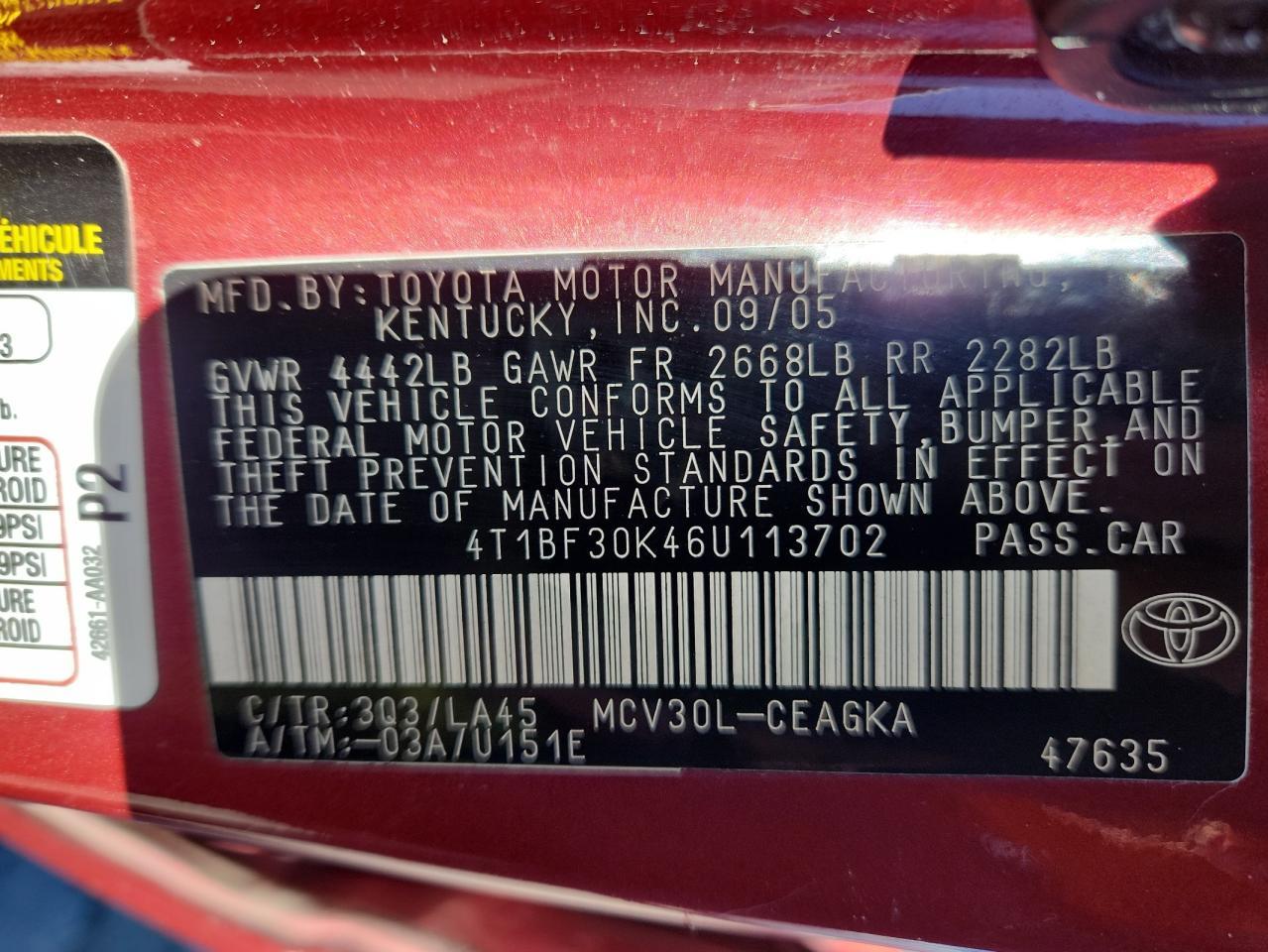 2006 TOYOTA CAMRY