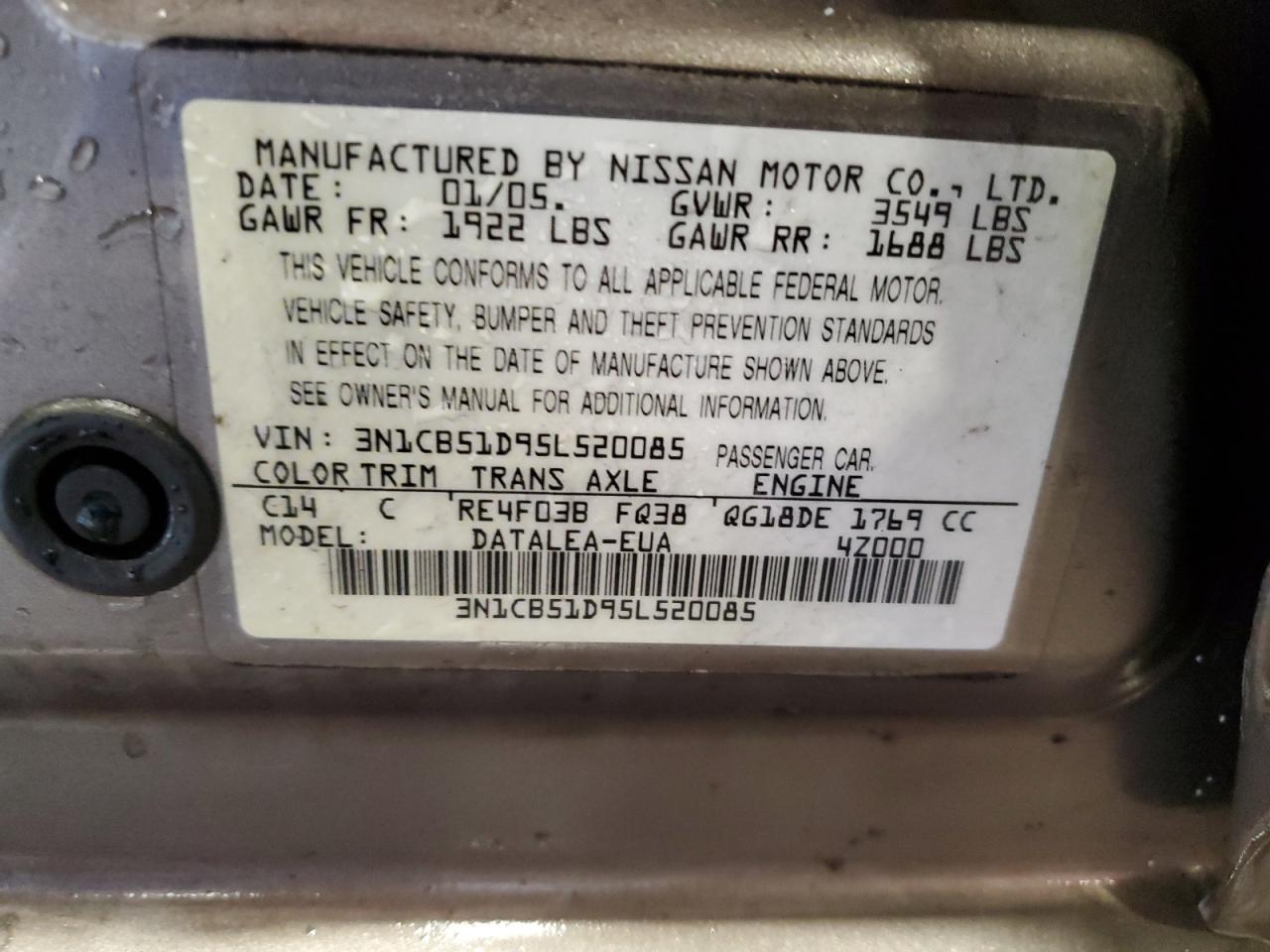 2005 NISSAN SENTRA