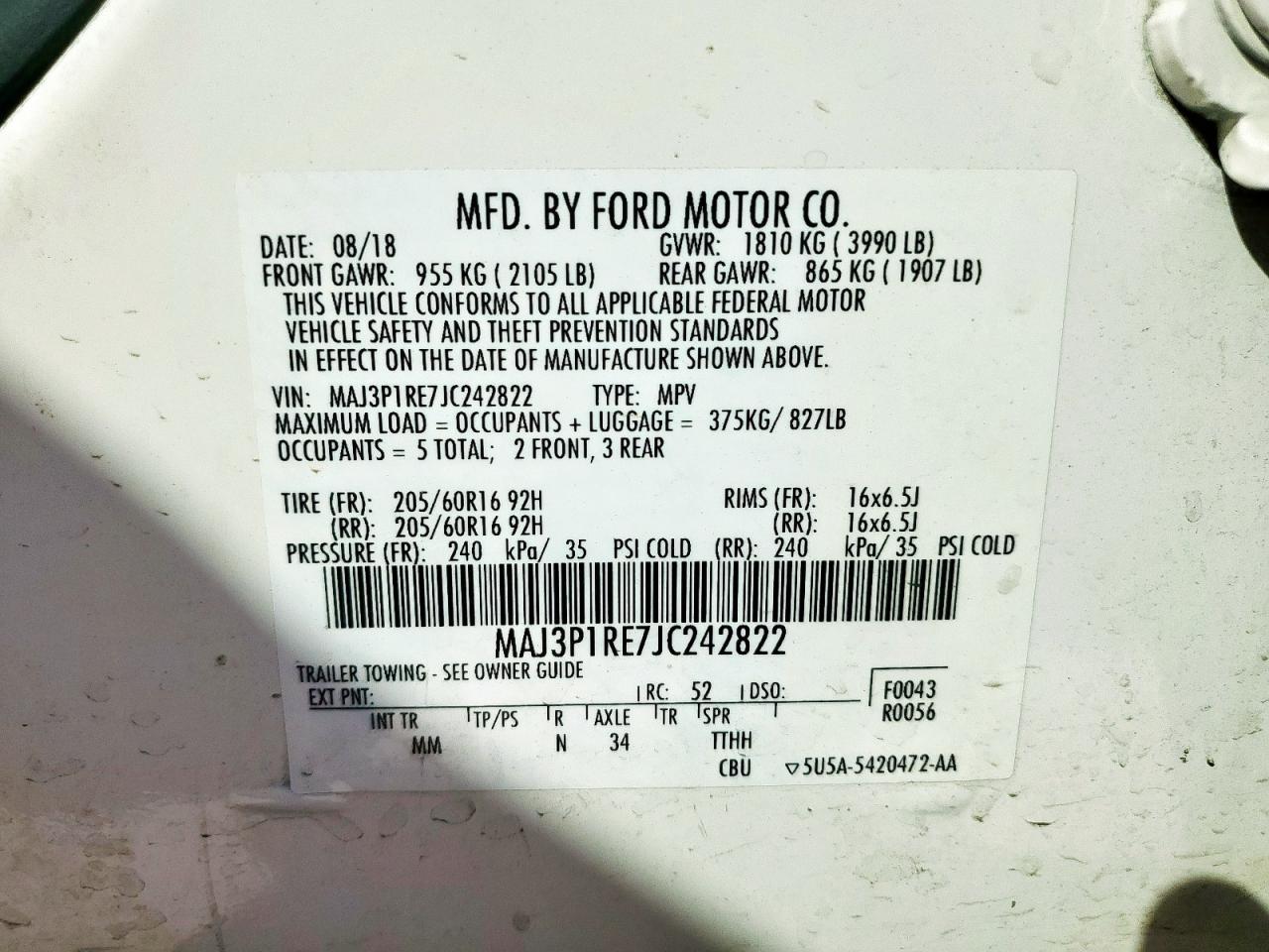 2018 FORD EcoSport