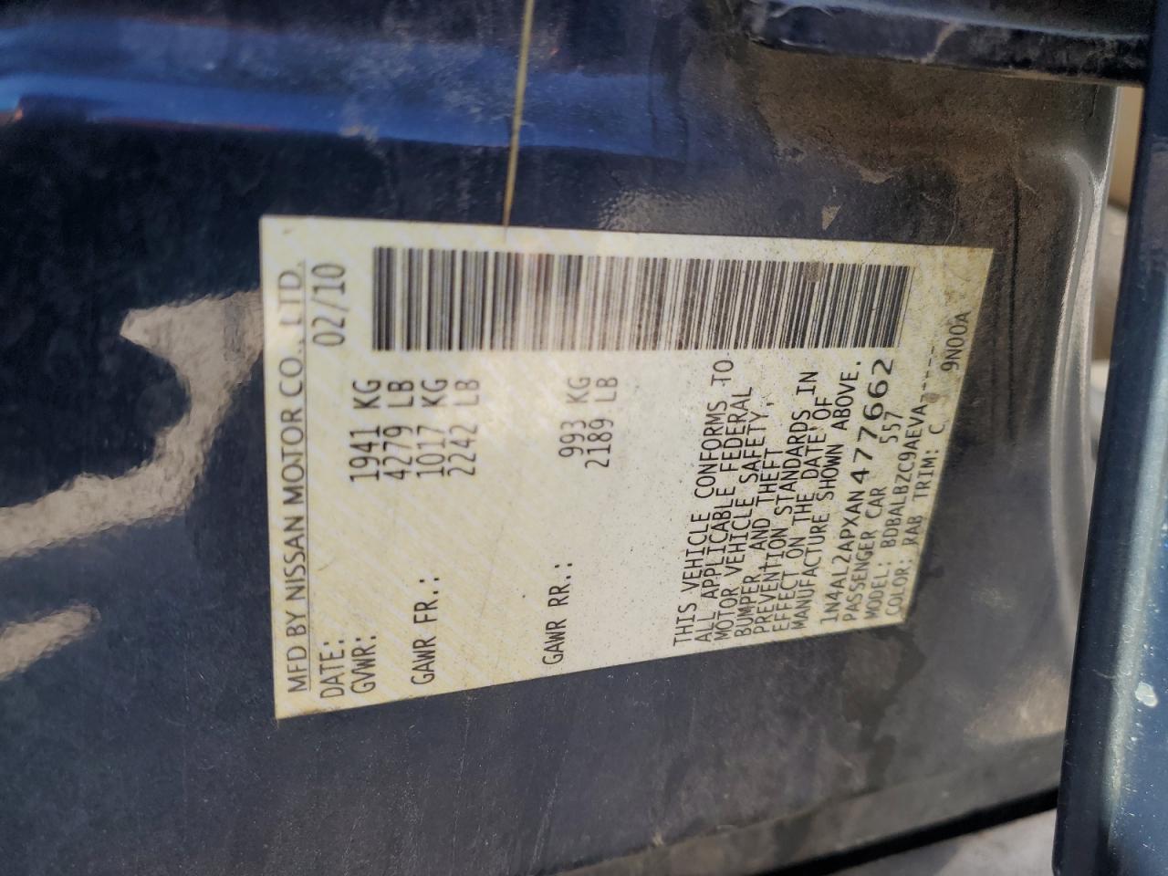 2010 NISSAN ALTIMA