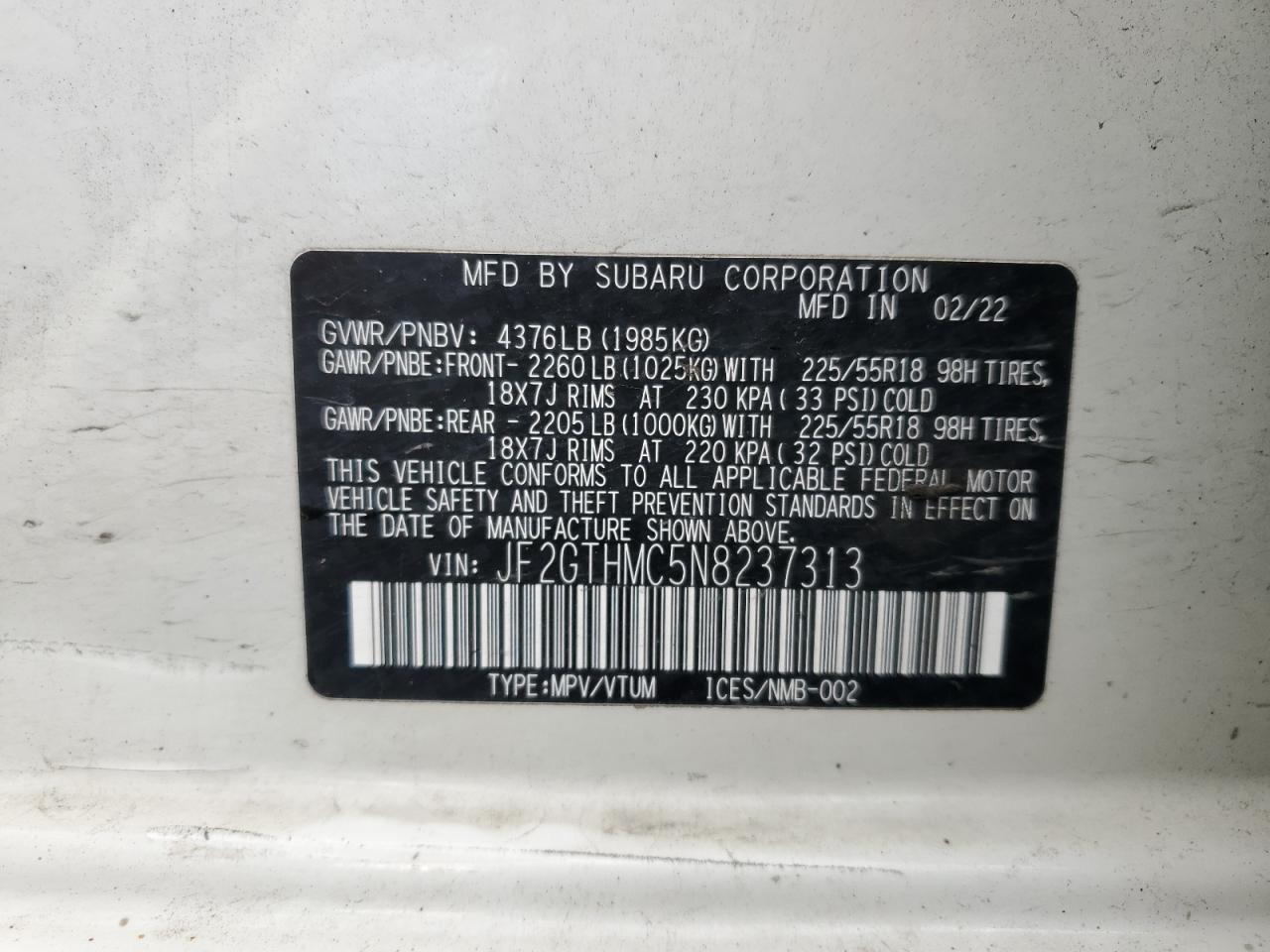 2022 SUBARU Crosstrek