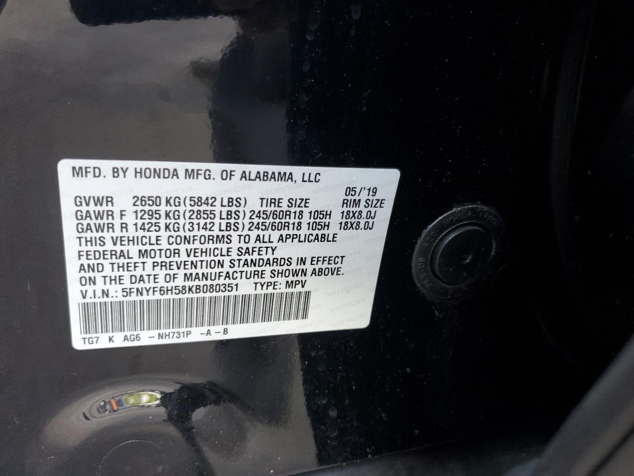 2019 HONDA PILOT