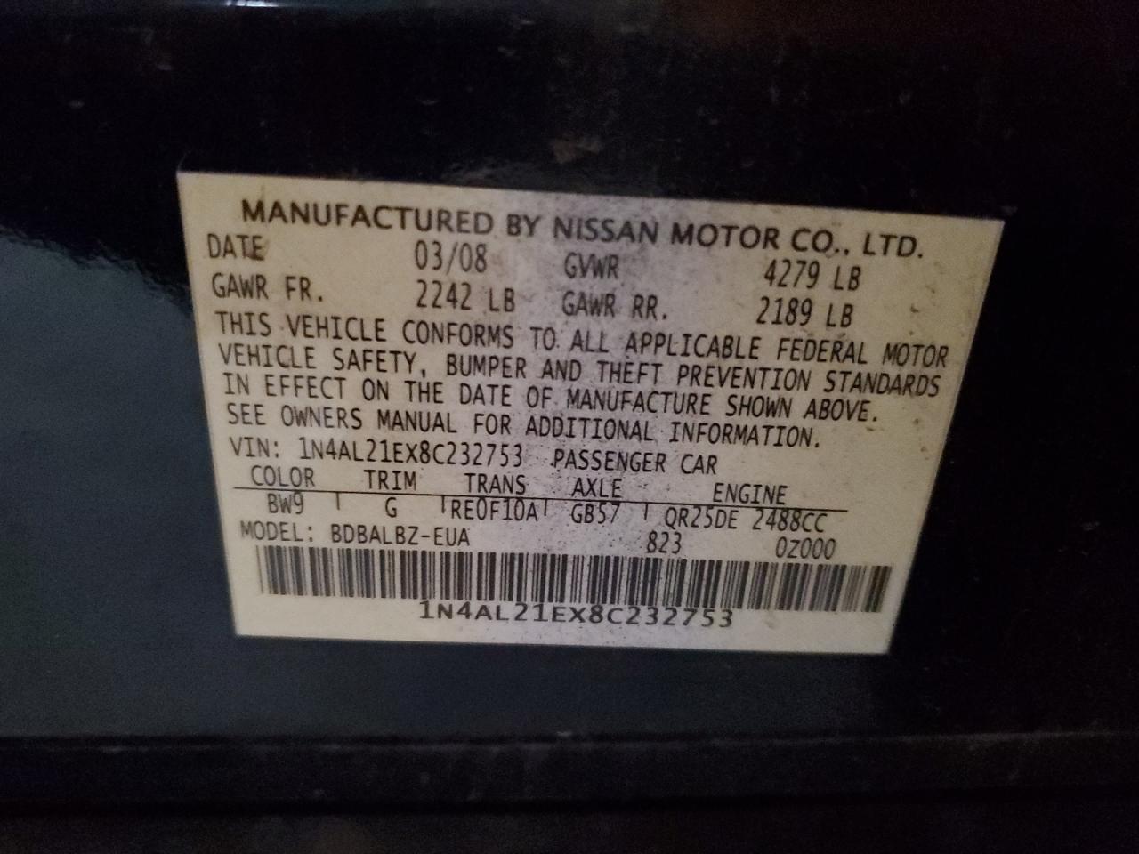 2008 NISSAN ALTIMA
