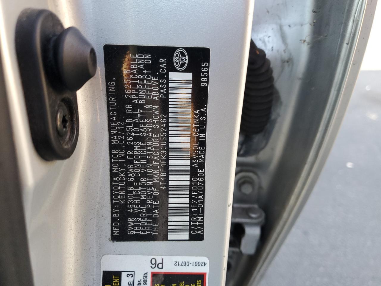 2012 TOYOTA CAMRY