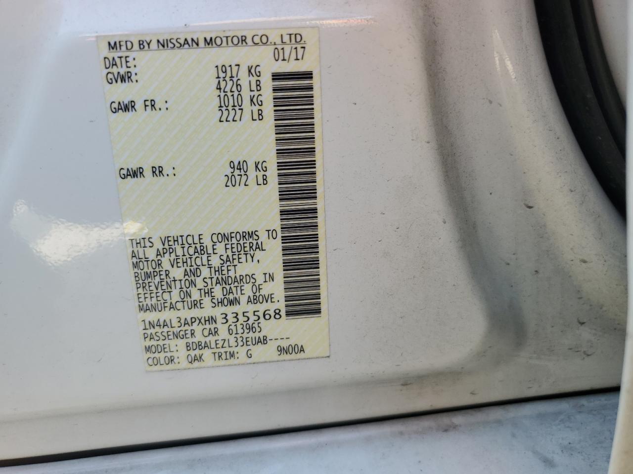 2017 NISSAN ALTIMA