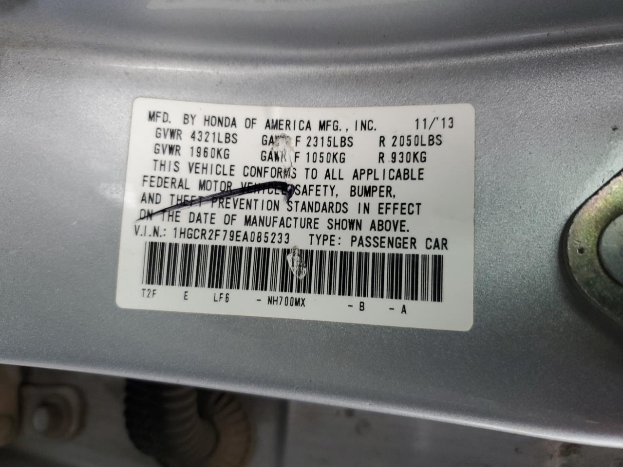 2014 HONDA ACCORD