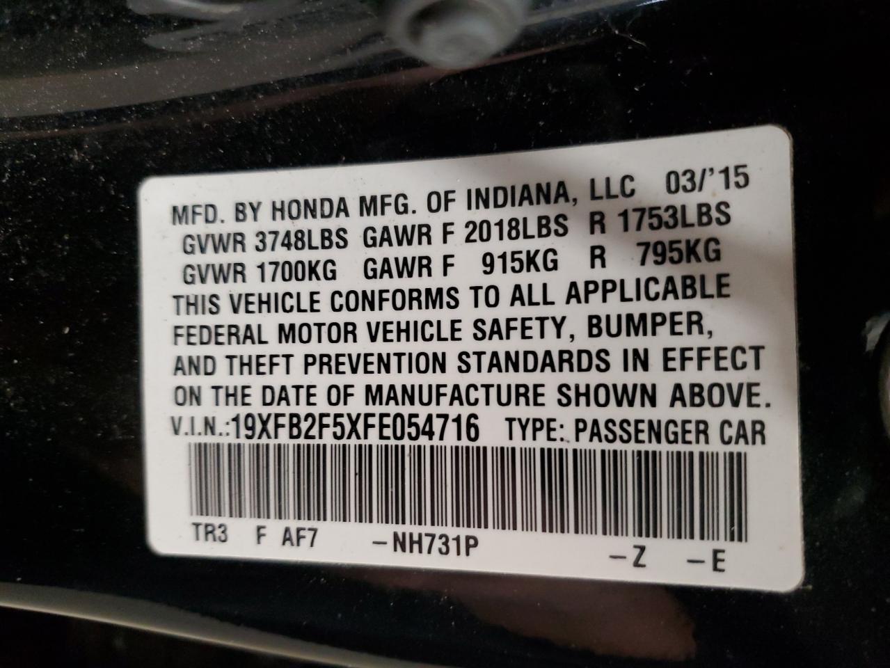 2015 HONDA CIVIC
