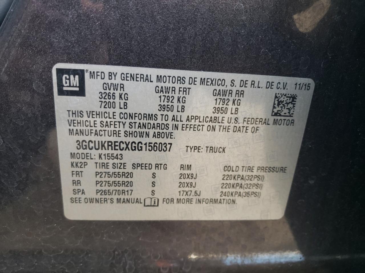 2016 CHEVROLET SILVERADO 1500