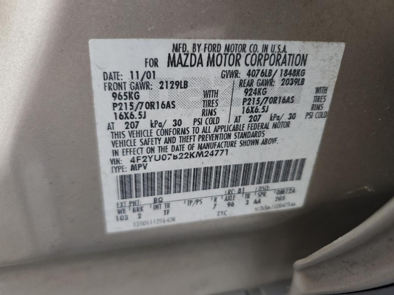2002 MAZDA Tribute
