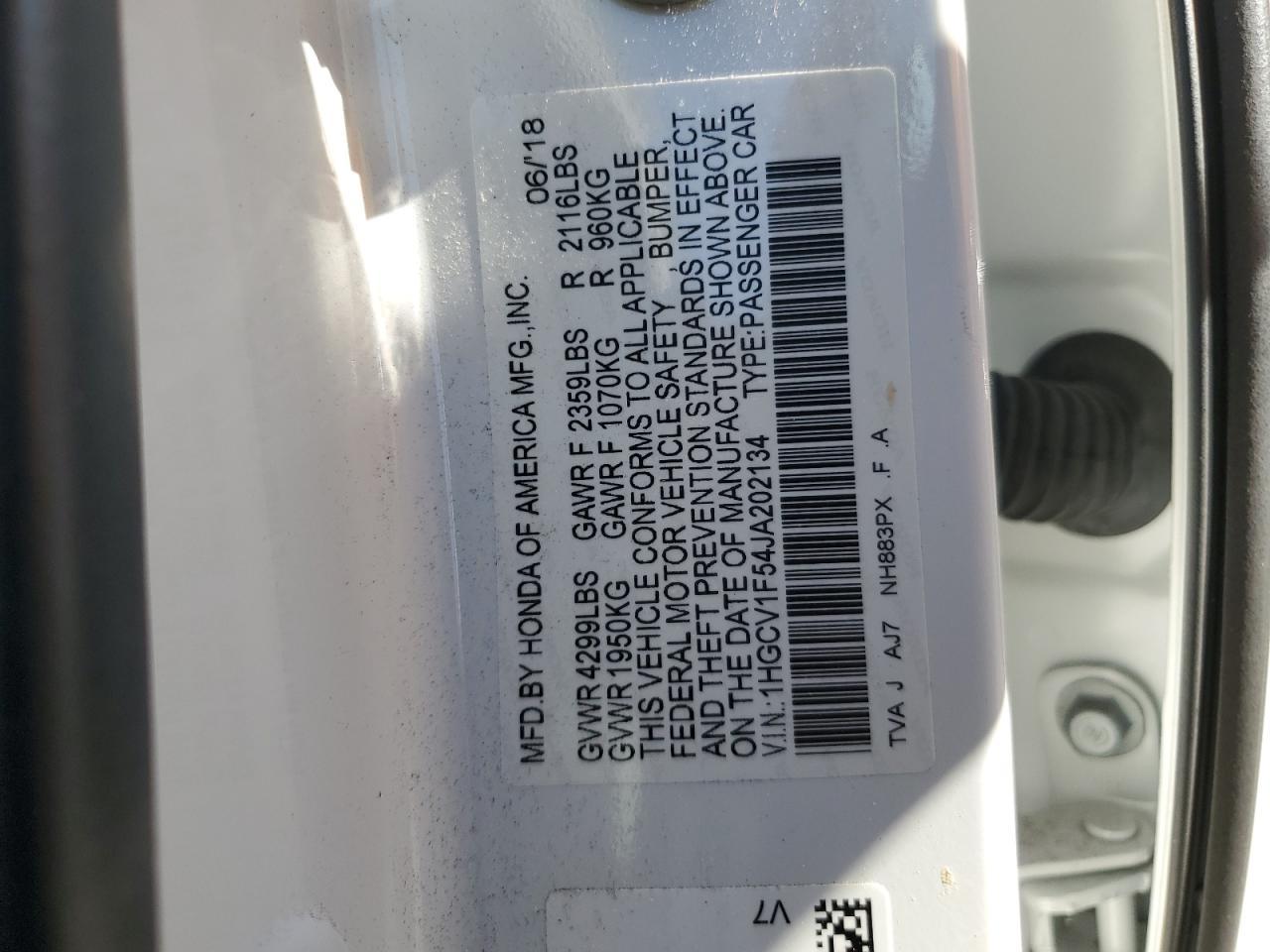 2018 HONDA ACCORD