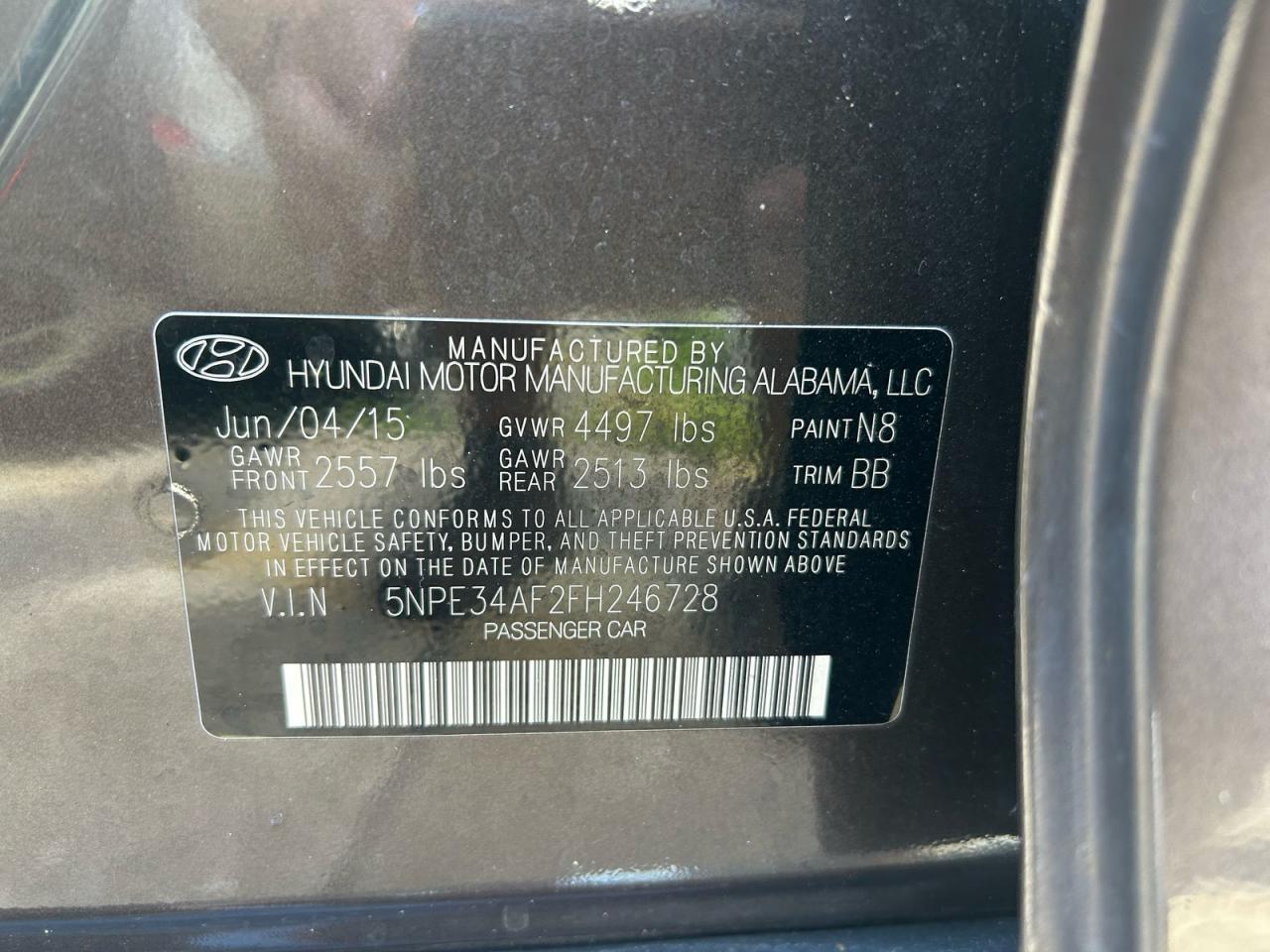 2015 HYUNDAI SONATA