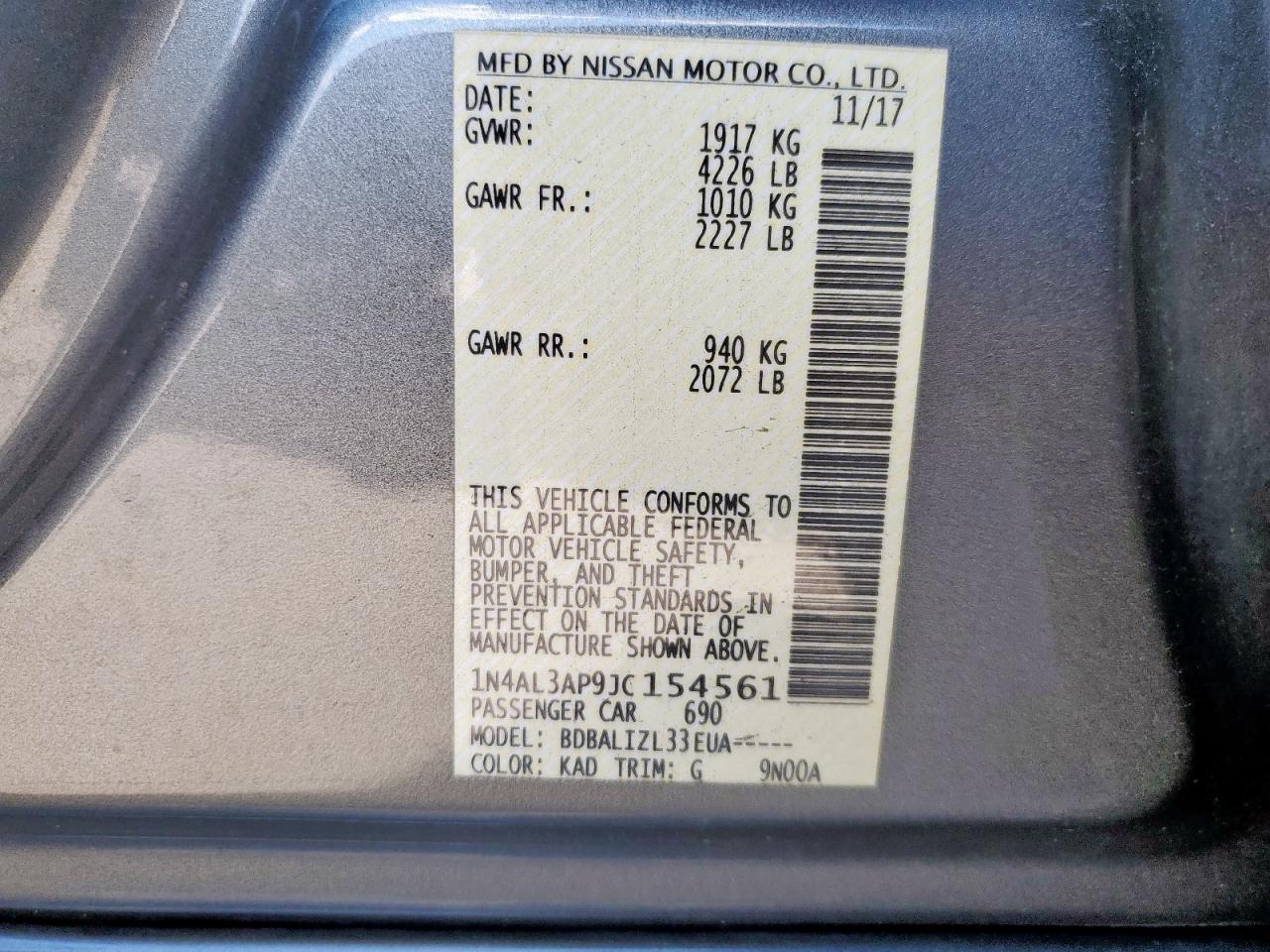 2018 NISSAN ALTIMA