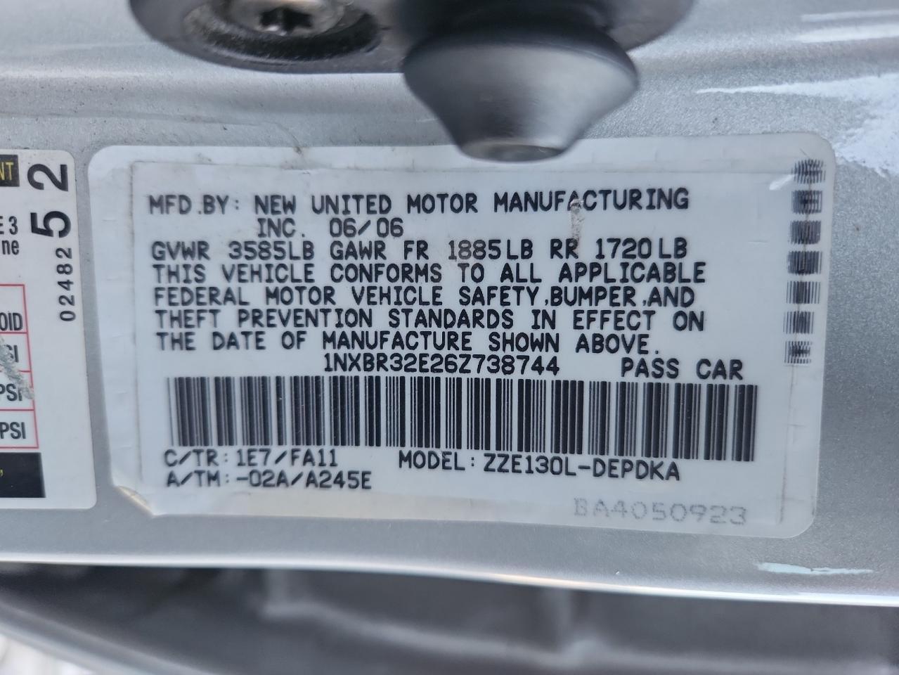 2006 TOYOTA COROLLA
