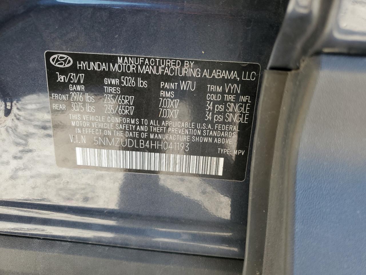 2017 HYUNDAI SANTA FE