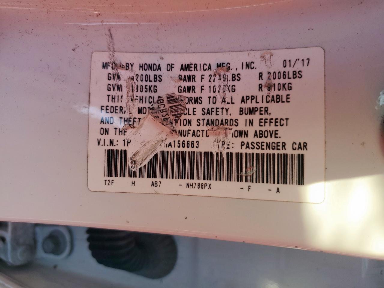 2017 HONDA ACCORD