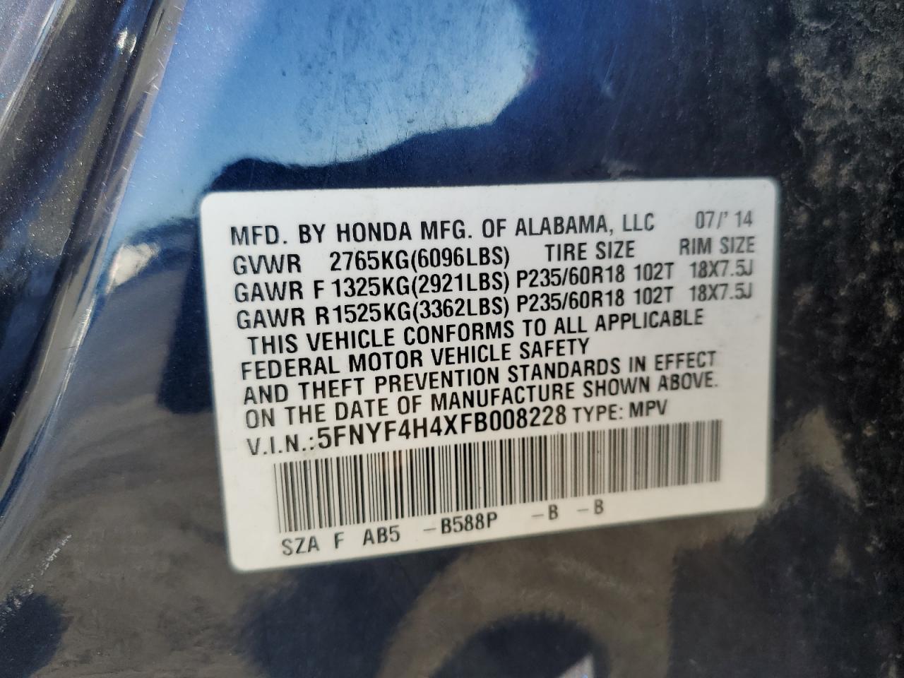 2015 HONDA PILOT
