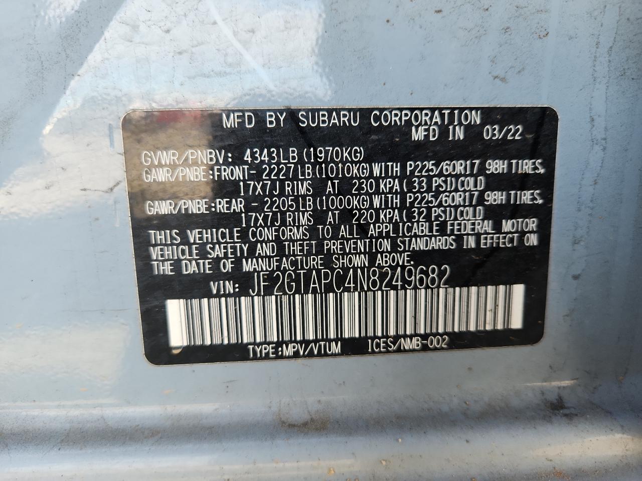 2022 SUBARU Crosstrek