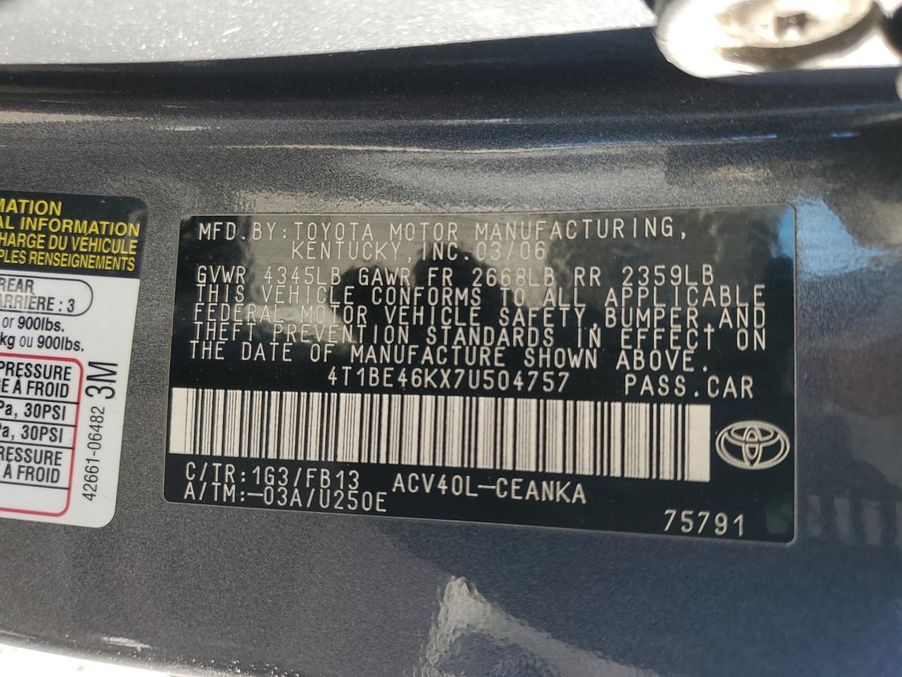 2007 TOYOTA CAMRY