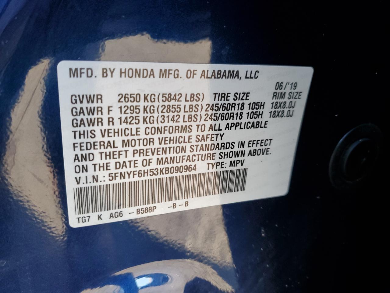 2019 HONDA PILOT