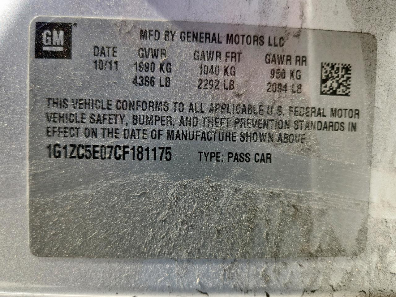 2012 CHEVROLET MALIBU