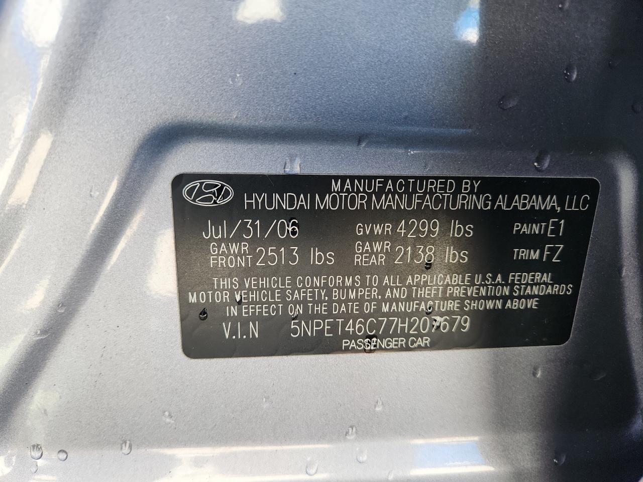 2007 HYUNDAI SONATA
