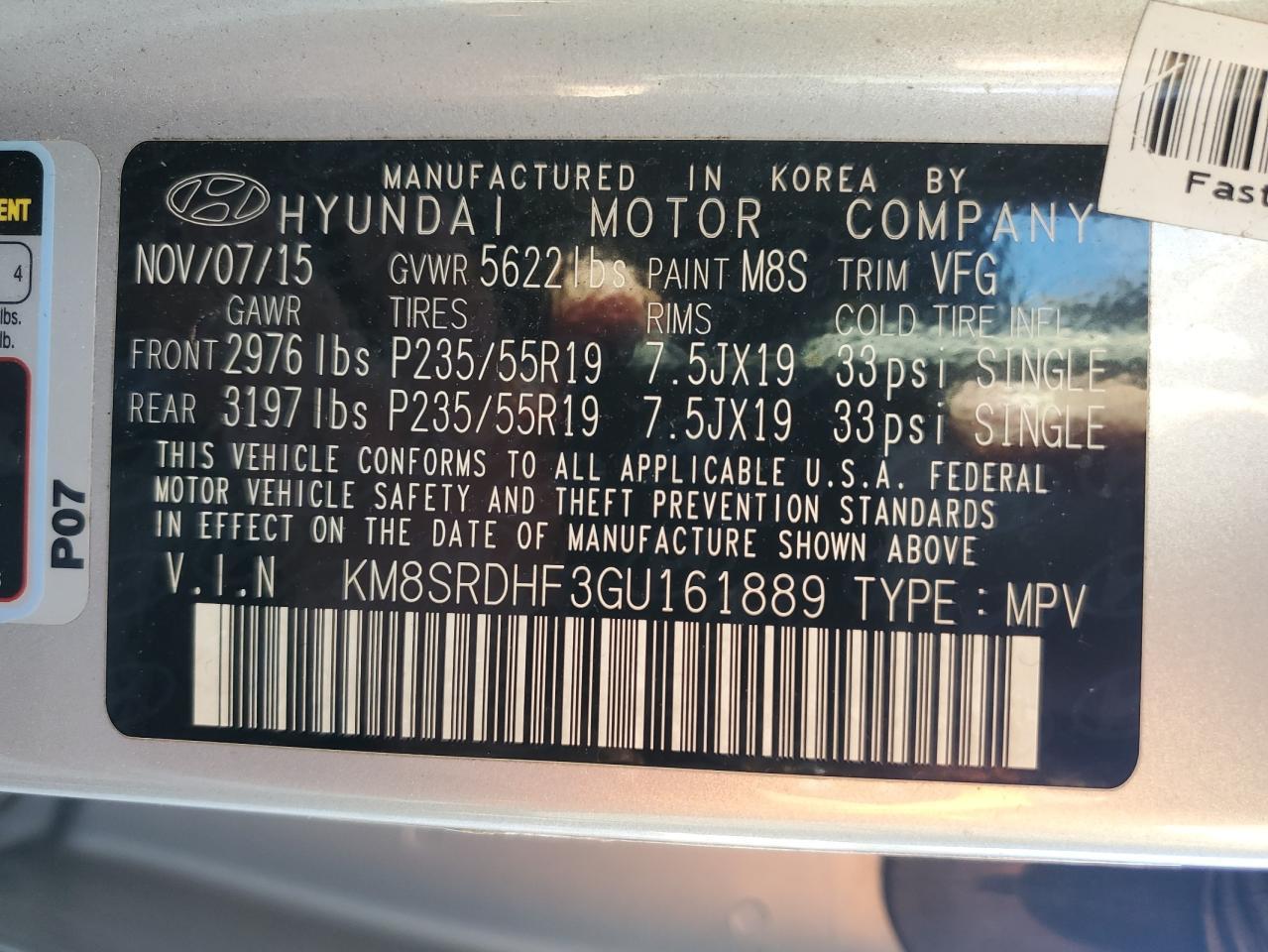 2016 HYUNDAI SANTA FE