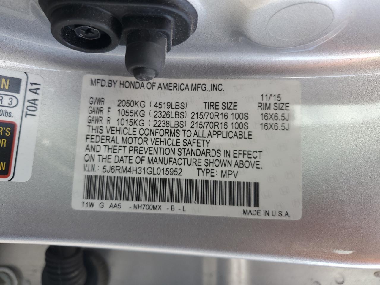 2016 HONDA CR-V