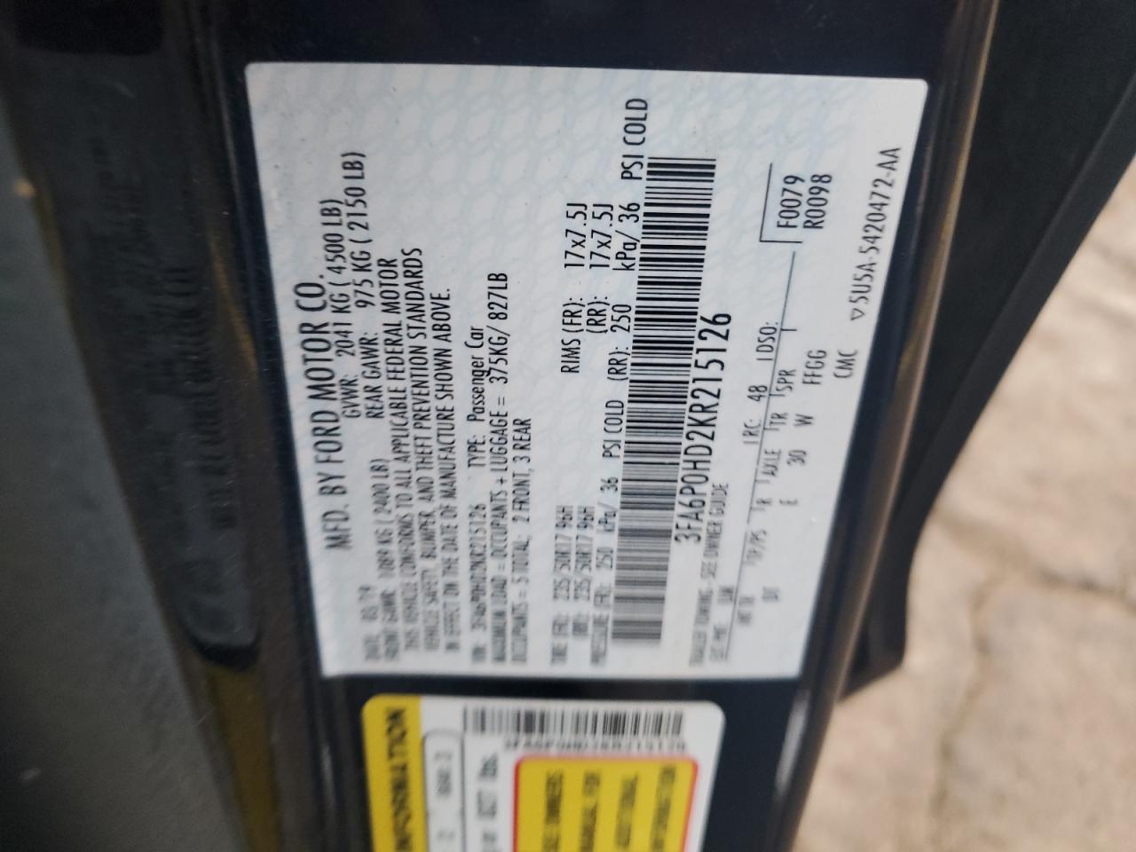 2019 FORD FUSION