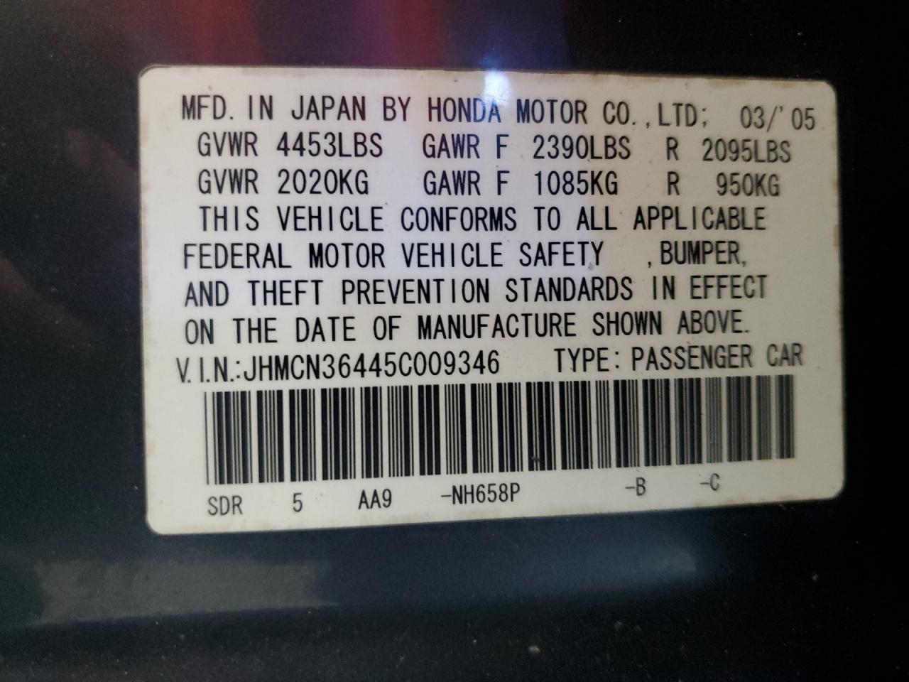 2005 HONDA ACCORD