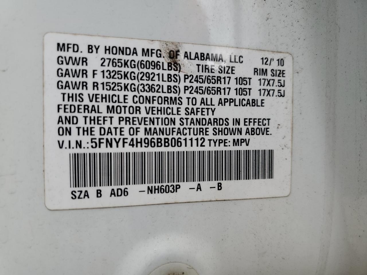 2011 HONDA PILOT