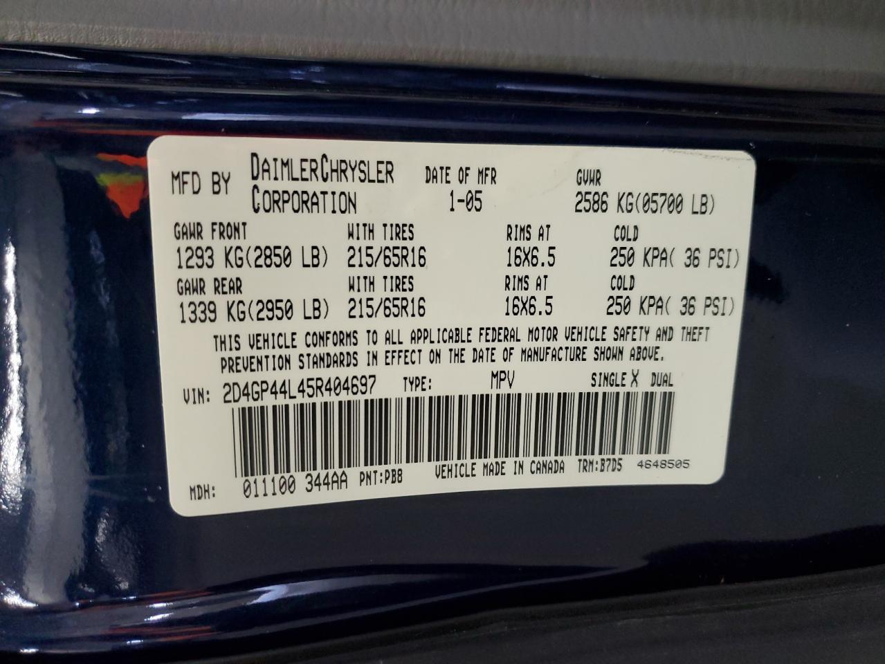 2005 DODGE GRAND CARAVAN