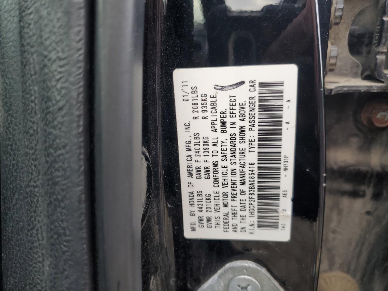 2011 HONDA ACCORD