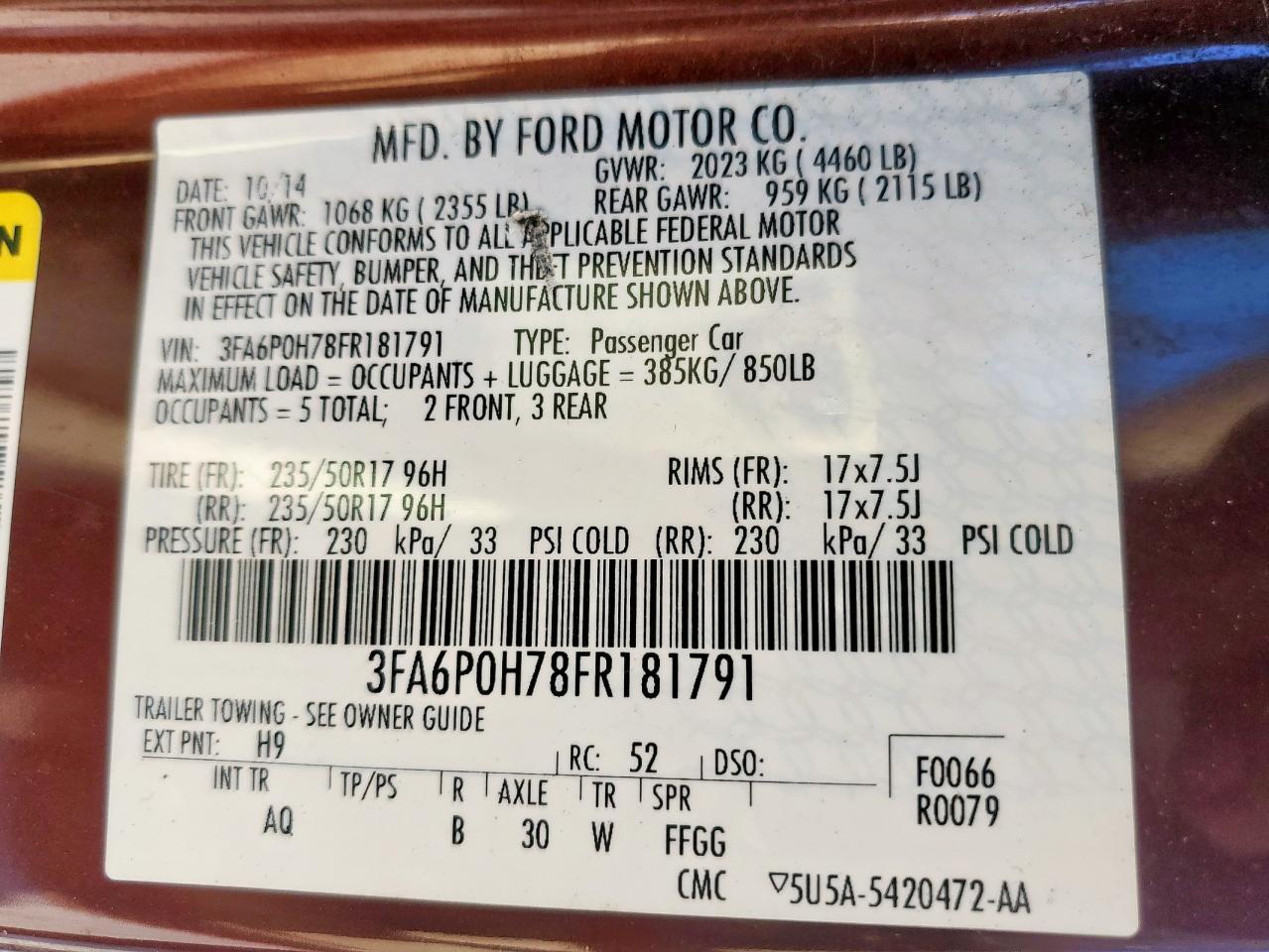 2015 FORD FUSION