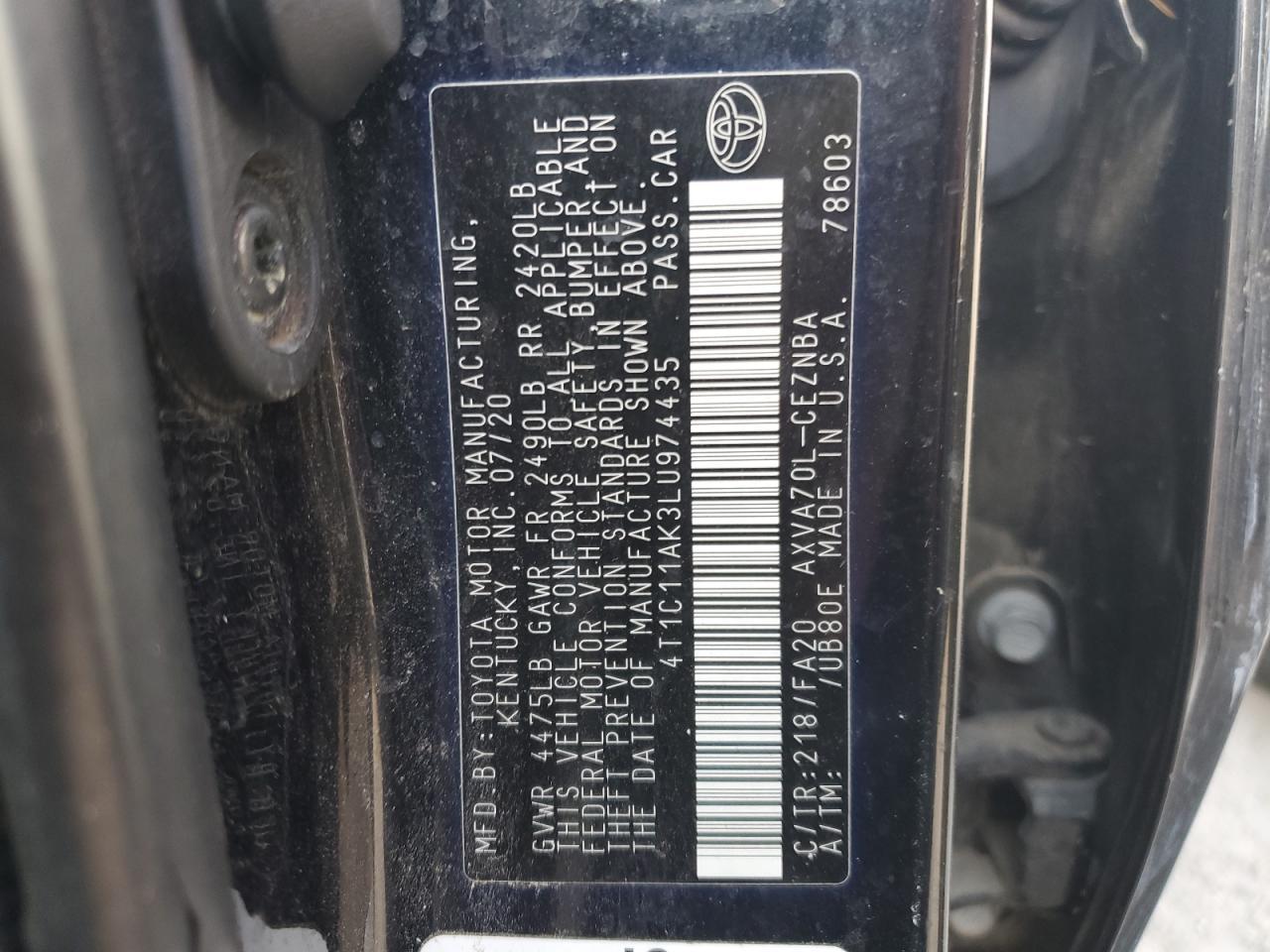 2020 TOYOTA CAMRY