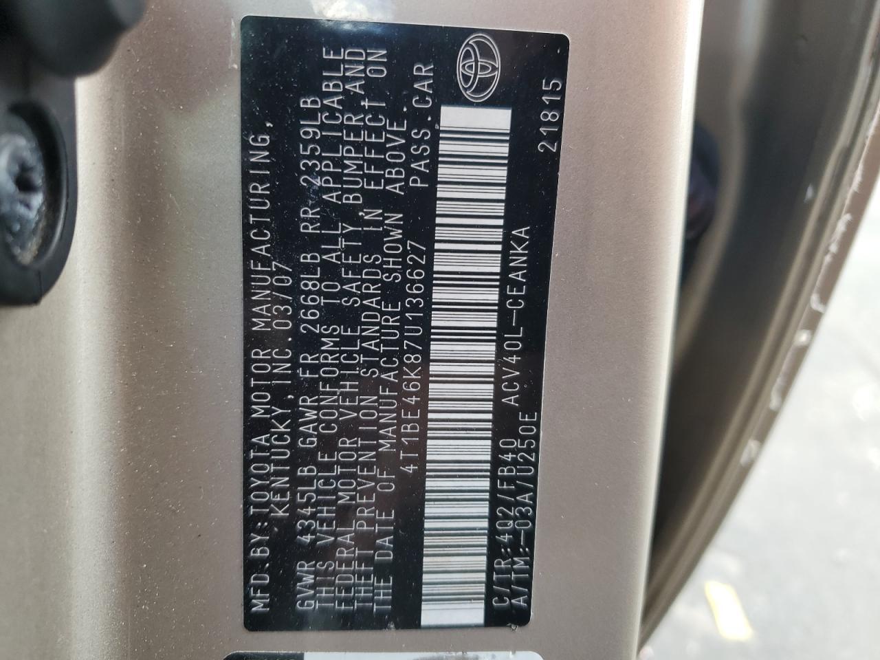 2007 TOYOTA CAMRY