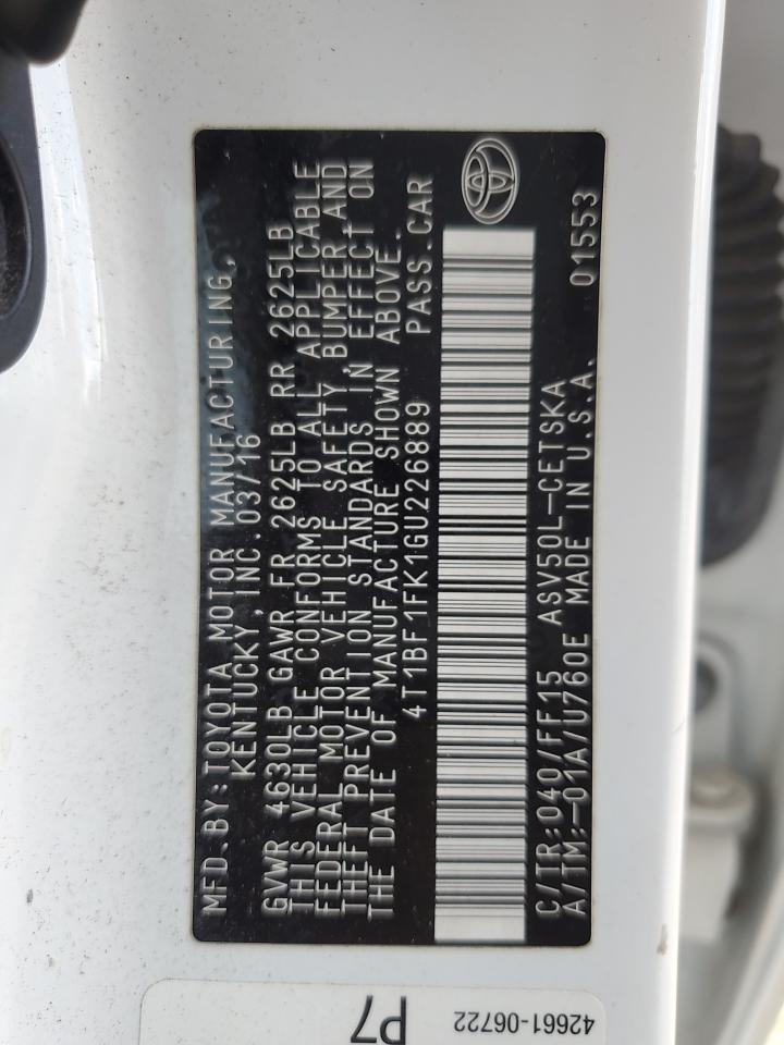 2016 TOYOTA CAMRY