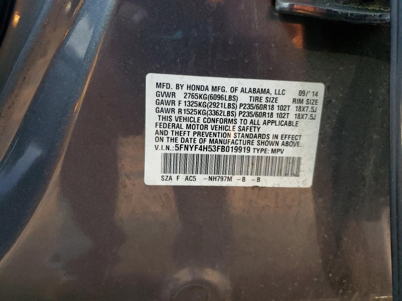 2015 HONDA PILOT
