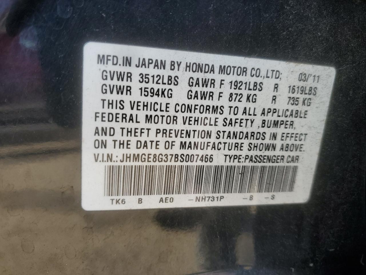 2011 HONDA FIT