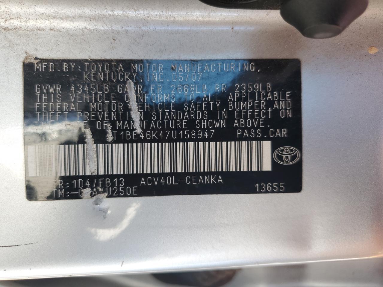 2007 TOYOTA CAMRY