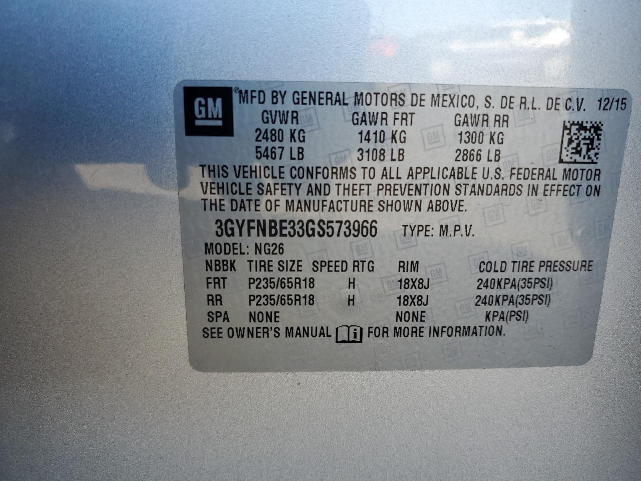 2016 CADILLAC SRX