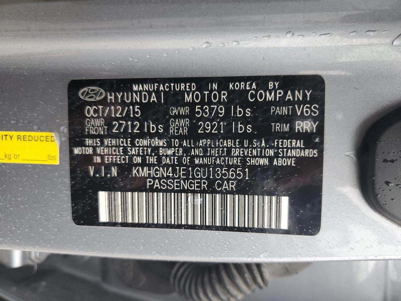 2016 HYUNDAI GENESIS