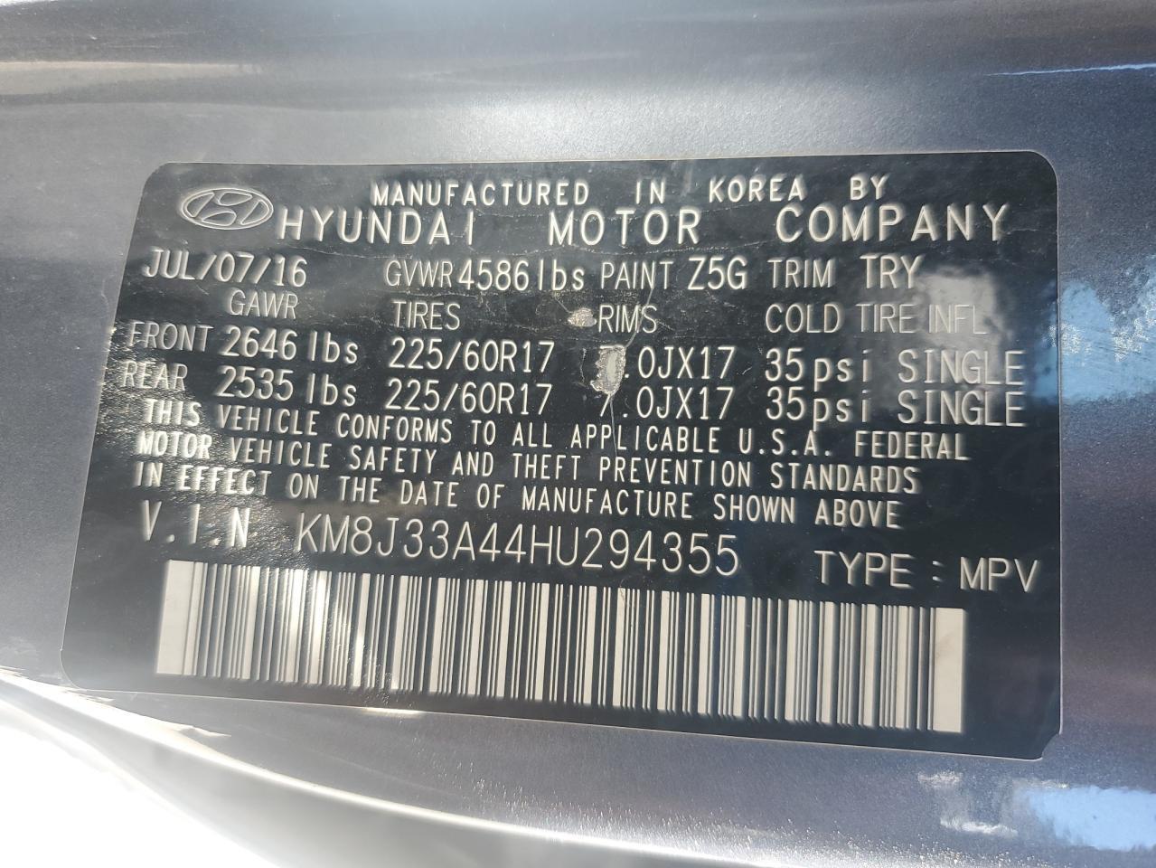 2017 HYUNDAI TUCSON