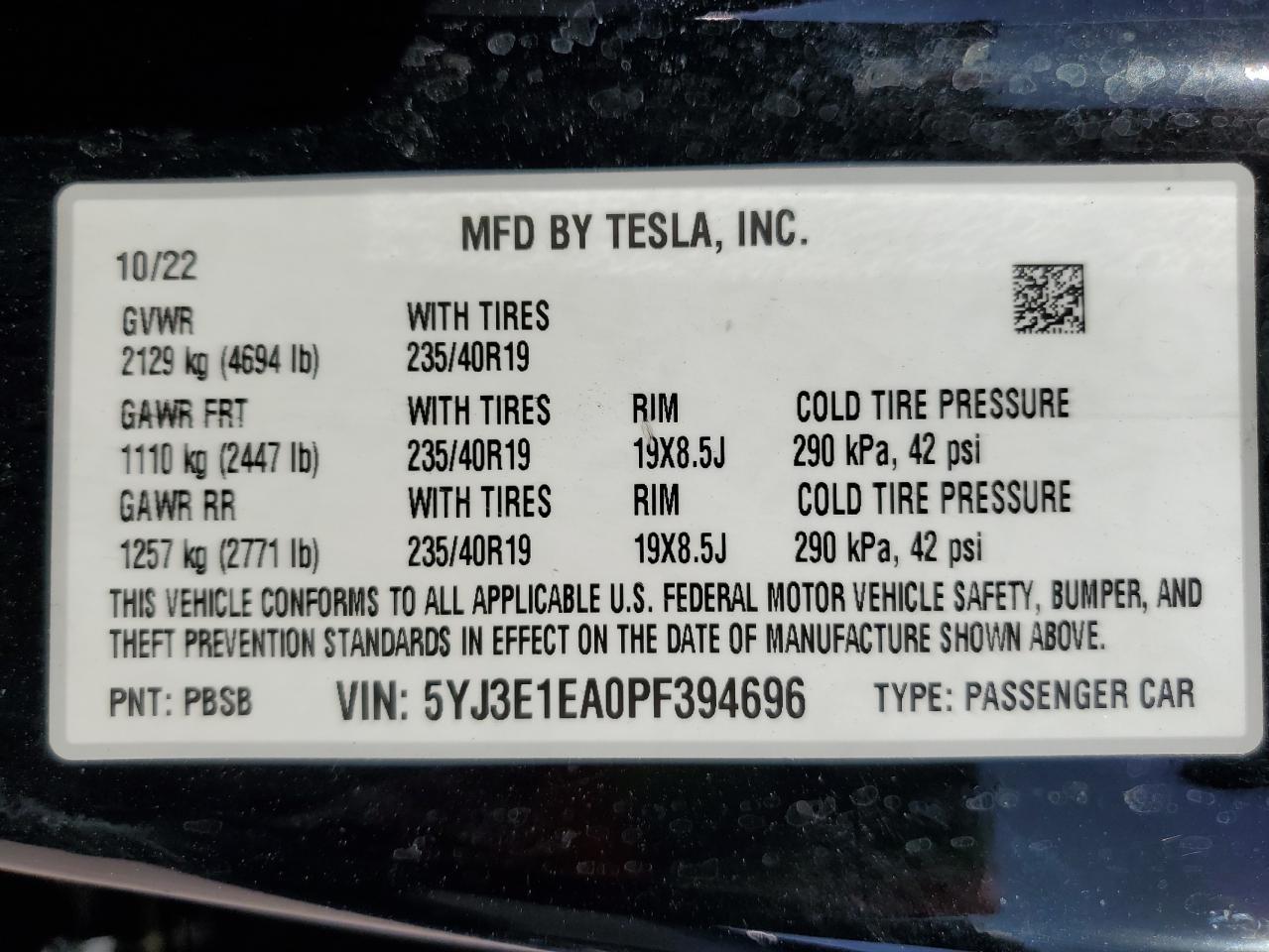 2023 TESLA MODEL 3