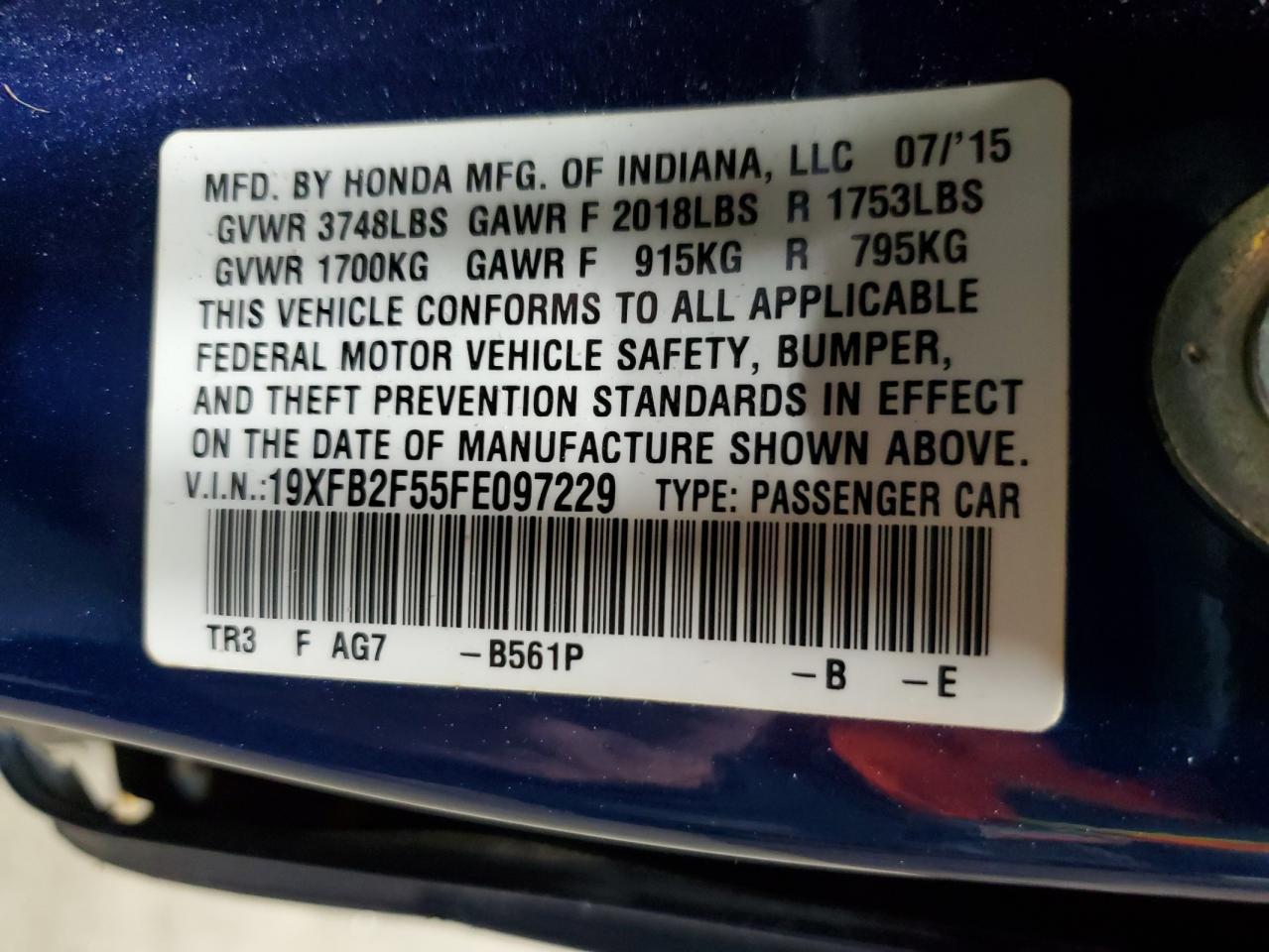 2015 HONDA CIVIC