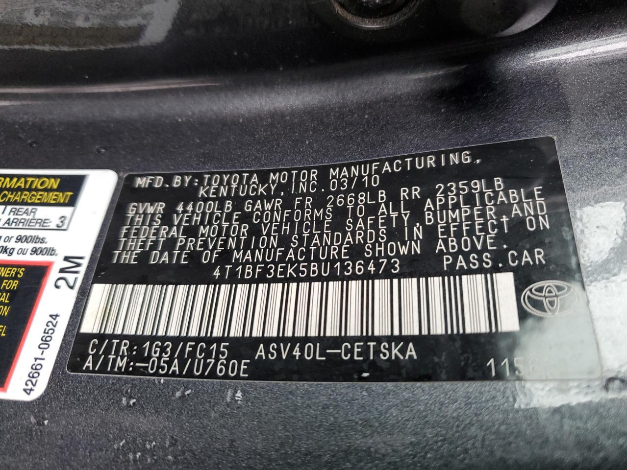 2011 TOYOTA CAMRY