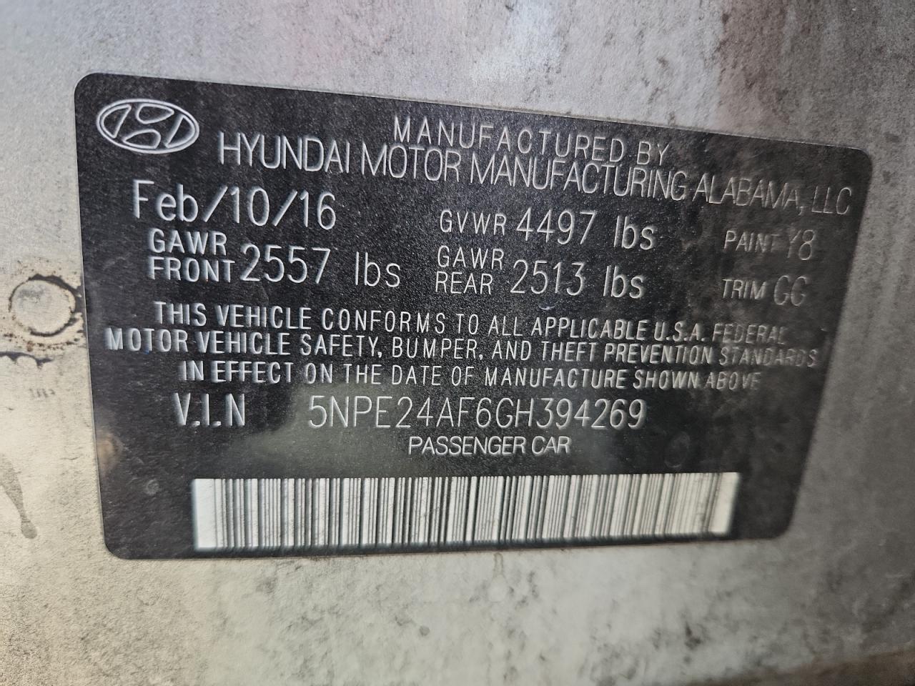 2016 HYUNDAI SONATA