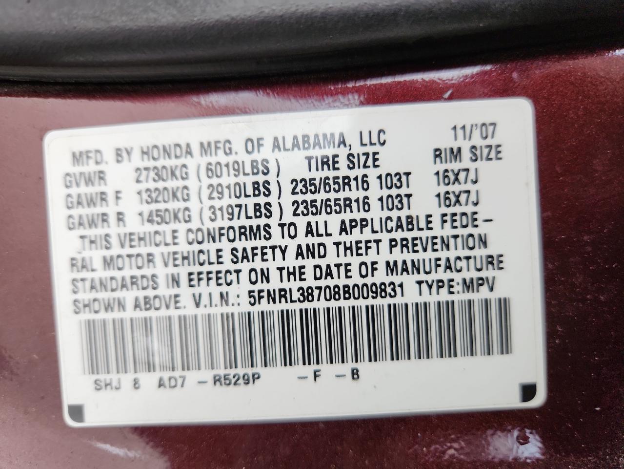 2008 HONDA ODYSSEY